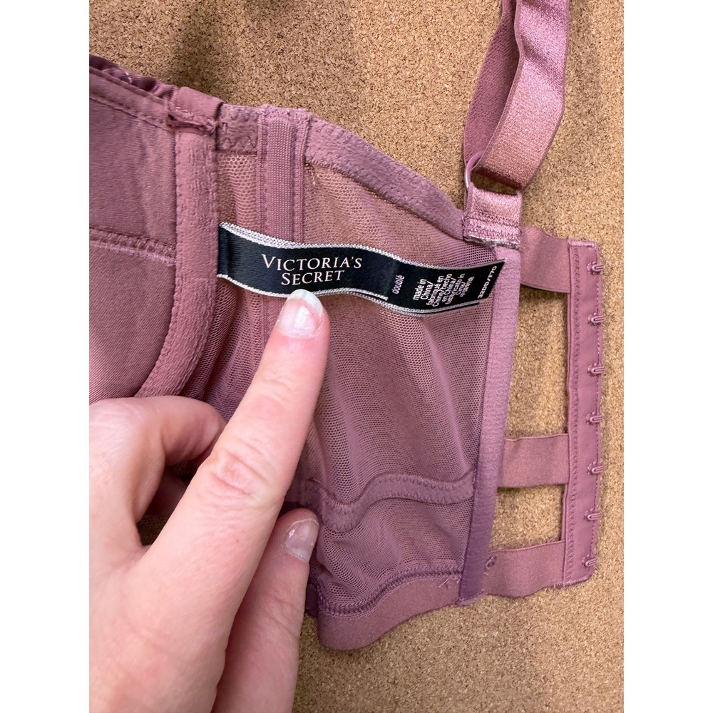 Victoria's Secret Very Sexy Quilted Balconet Bra Women 32DD Purple‎ Mesh Bustier - Picture 4 of 5